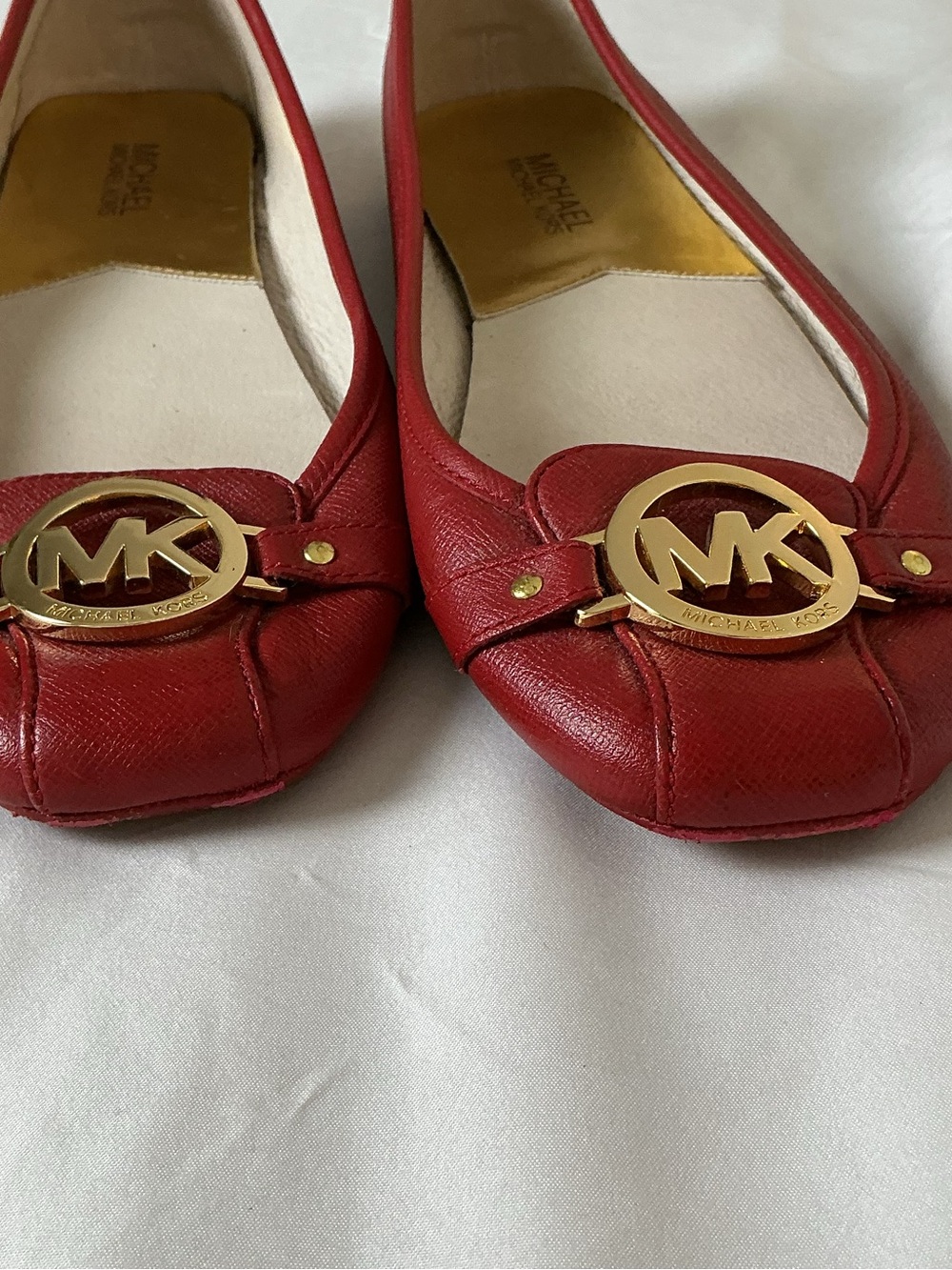 Michael Kors Red Leather MK Logo Slip-On Flats - Picture 3 of 6